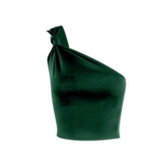 One shoulder Forest Green Tank Top